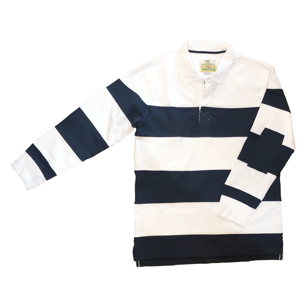 100% Cotton Navy Stripe Rugby Shirt by T Dalton Clothing